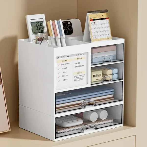 Boîte de rangement pour tiroir de bureau empilable et anti-poussière pour fournitures de bureau